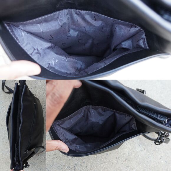 Simply Vera Vera Wang Remsen Crossbody Bag Faux Leather Black Minimalist Casual - Picture 8 of 13